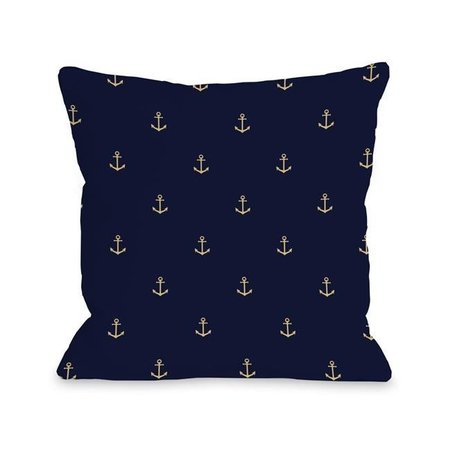 ONE BELLA CASA One Bella Casa 74994PL18 18 x 18 in. Tiny Anchor Pattern Pillow - Navy 74994PL18